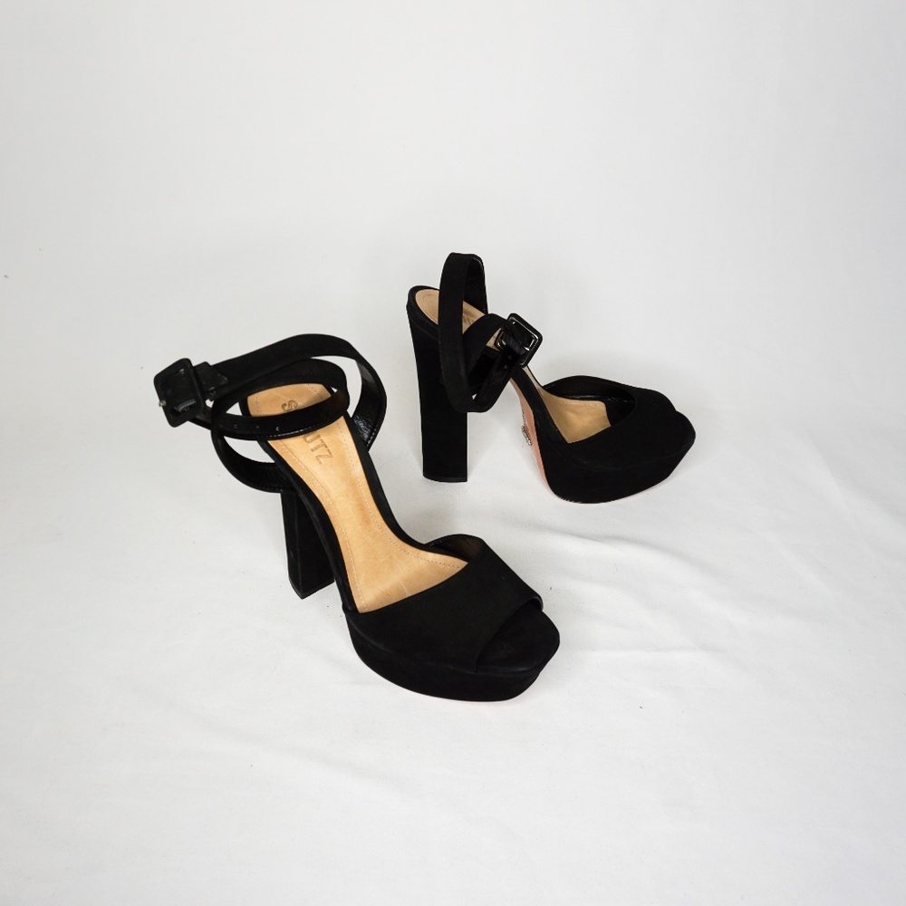 SCHULTZ Amatista Acamurcado Black Leather Heel 9.5 - Picture 6 of 8